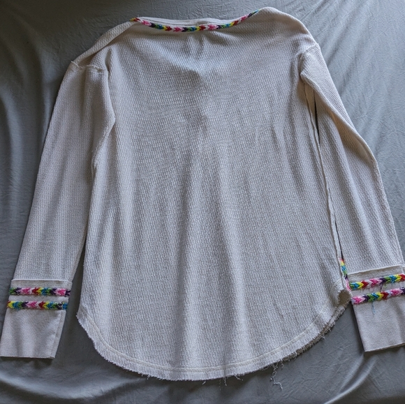 We the Free Rainbow Embroidery Henley Long Sleeve Thermal Knit Long Sleeve Shirt - Picture 6 of 10